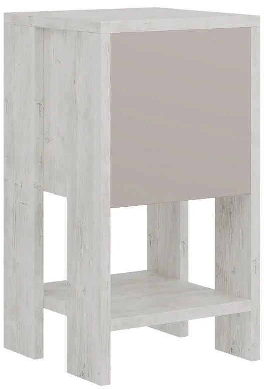 Κομοδίνο Ema pakoworld χρώμα λευκό antique-μόκα 30x30x55εκ