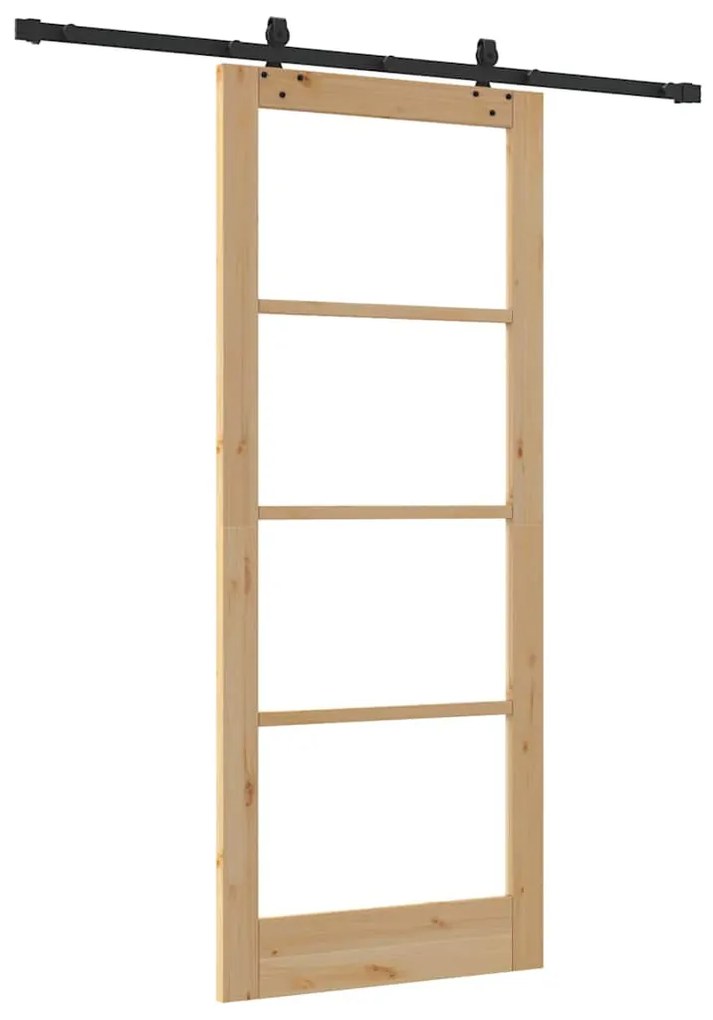 vidaXL Συρόμενη Πόρτα Χειροκίνητος Καφέ 86 x 211 cm Ξύλο και μέταλλο