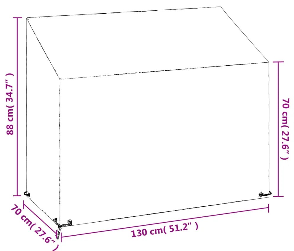 Καλύμματα Πάγκου με 8 Κρίκους 2 τεμ. 130x70x70/88 εκ. Πολυαιθ. - Μαύρο