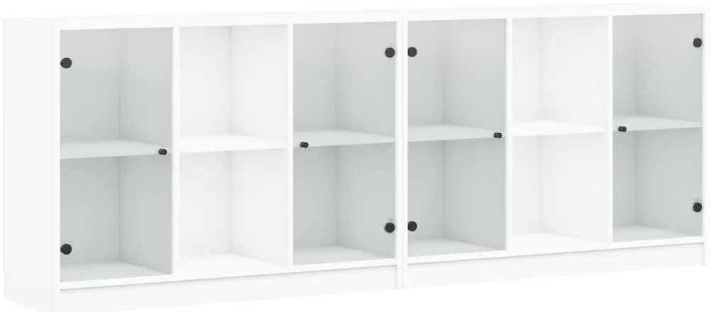 vidaXL Βιβλιοθήκη με Πόρτες Λευκή 204x37x75 εκ. από Επεξεργ. Ξύλο