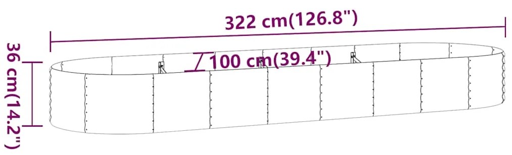 vidaXL Ζαρντινιέρα Ανθρακί 322x100x36εκ Ατσάλι με Ηλεκτρ. Βαφή Πούδρας