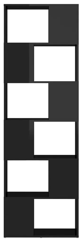 Βιβλιοθήκη/Διαχωριστικό Χώρου Γυαλ. Μαύρο 60 x 24 x 186 εκ. - Μαύρο