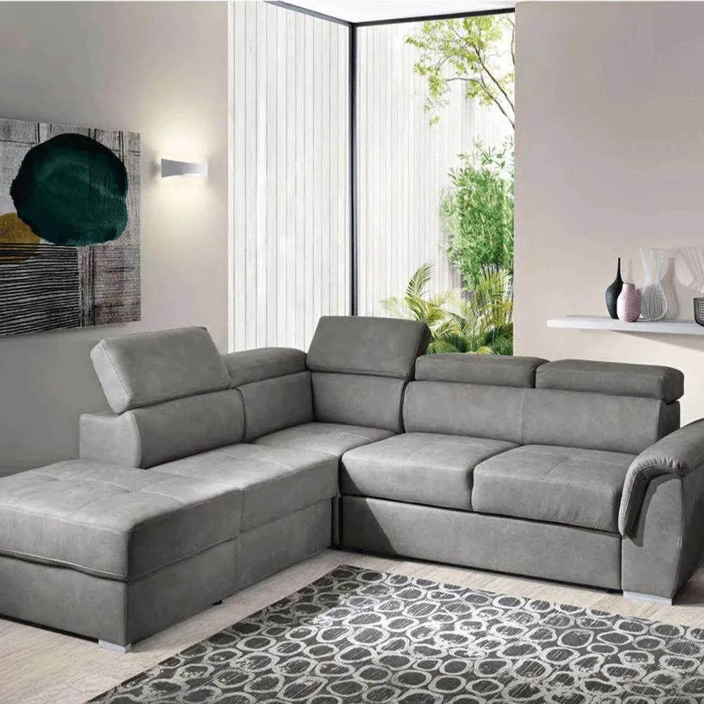 Καναπές-Κρεβάτι Γωνιακός Με Αναστρέψιμη Γωνία Safari 280x230x75+20cm Light Grey Capodarte