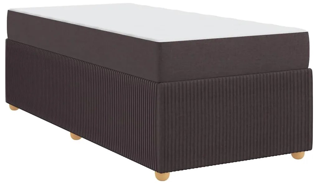 vidaXL Σκελετός Κρεβατιού με στρώμα Σκούρο Καφέ 90 x 200 cm ύφασμα