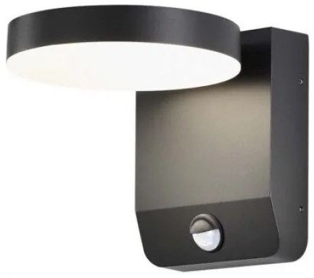 Απλίκα Φωτιστικό Τοίχου 17W IP65 στρογγυλή 3000K Θερμό λευκό μαύρο και ανιχνευτή 2956 VTAC-2956-Μαύρο 2956