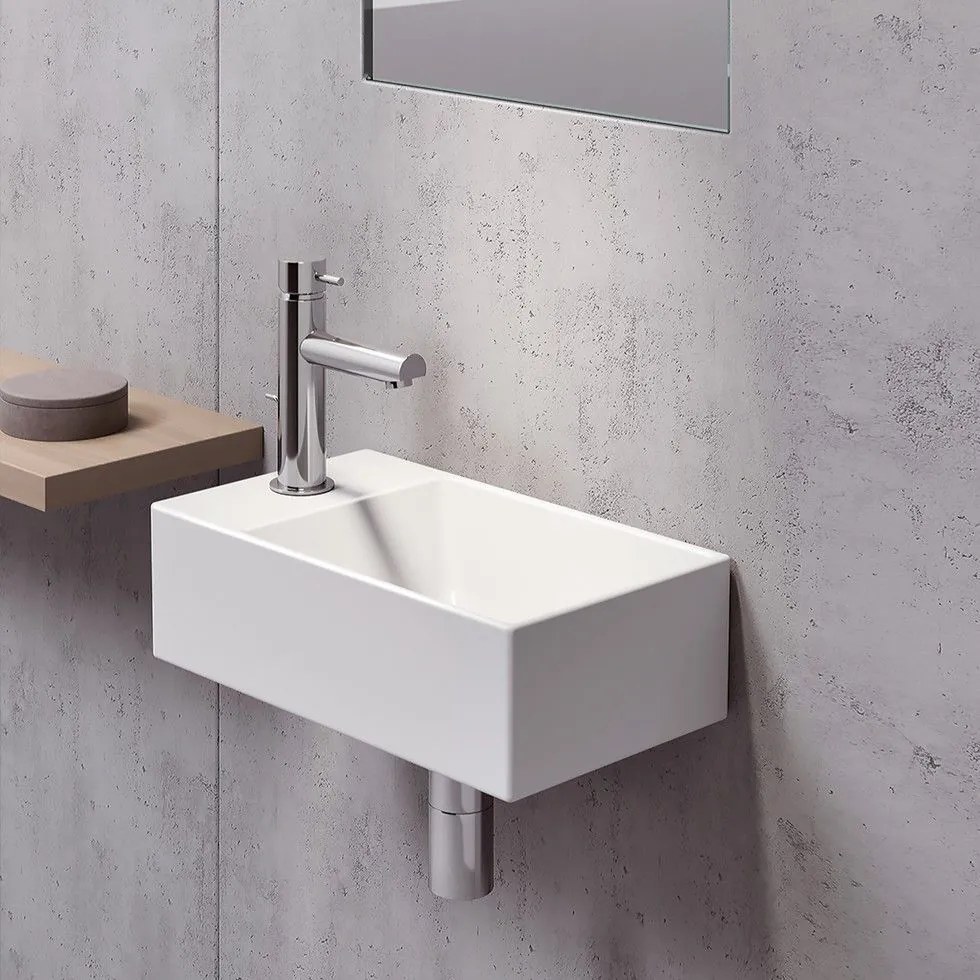 GSI Kube-X Slim 9484 Λευκός Πορσελάνινος Νιπτήρας Μπάνιου Κρεμαστός ή Επιτραπέζιος 40x23 cm