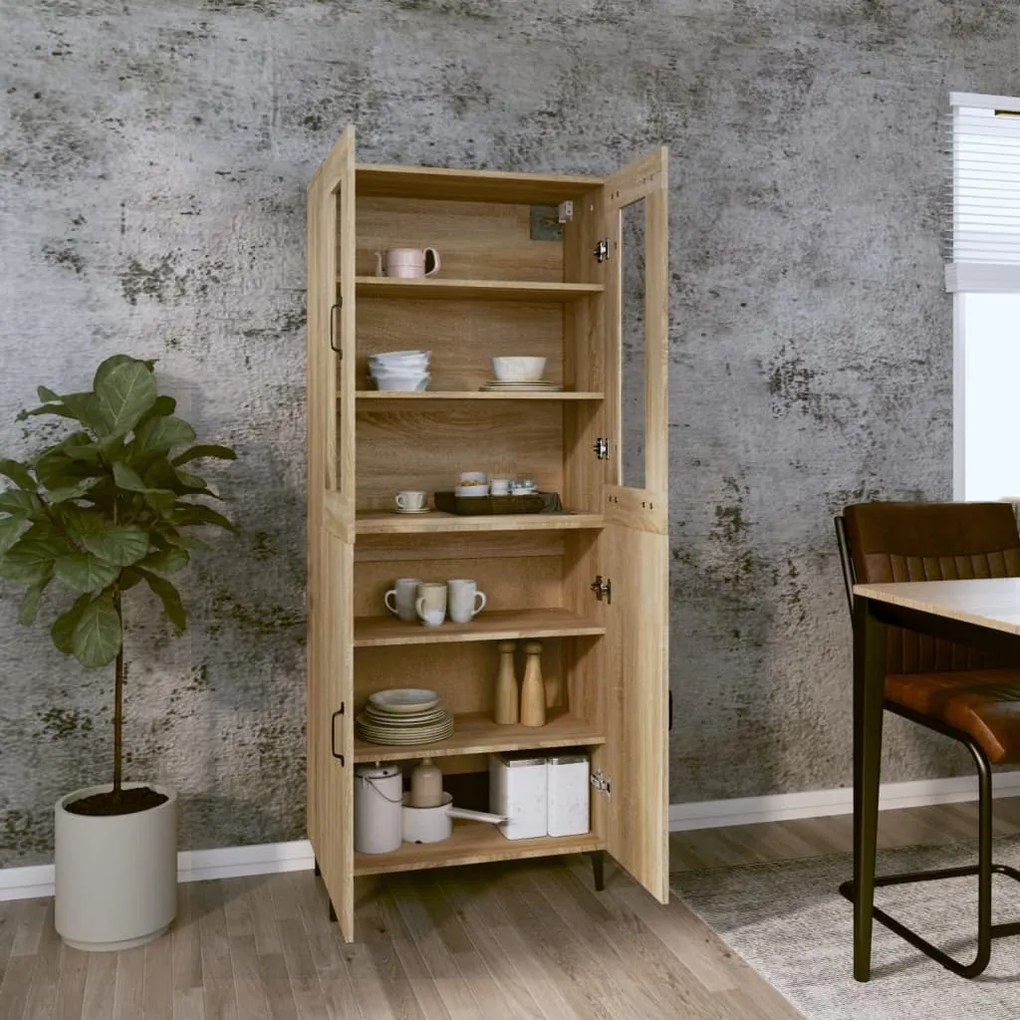 vidaXL Ντουλάπι Sonoma δρυς 69,5 x 34 x 180 εκ. από Επεξεργασμένο Ξύλο