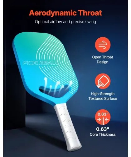 VEVOR Pro Carbon Fiber Pickleball Paddle with Aero Throat Honeycomb Core Racket