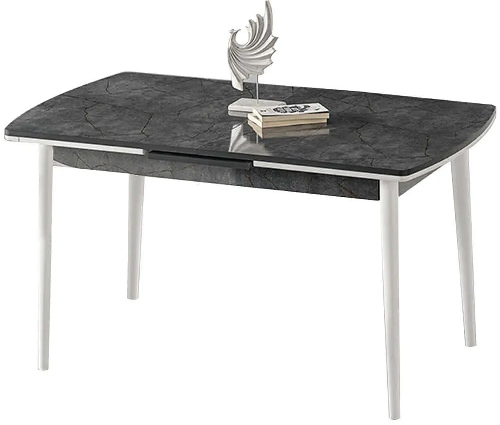 Τραπέζι Επεκτεινόμενο Toskana 107BCK1510 132/170x76,5x79cm Stone Effect Anthracite-White Μοριοσανίδα,Ξύλο