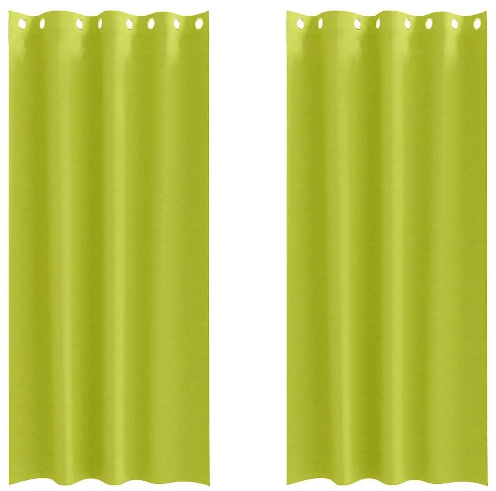 vidaXL Κουρτίνες με κουρτίνες 2 pcs Λαχανί 225x140εκ. Πολυεστέρας
