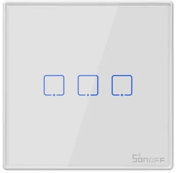 SONOFF smart διακόπτης T2EU3C-RF 433MHz, αφής, τριπλός, λευκός