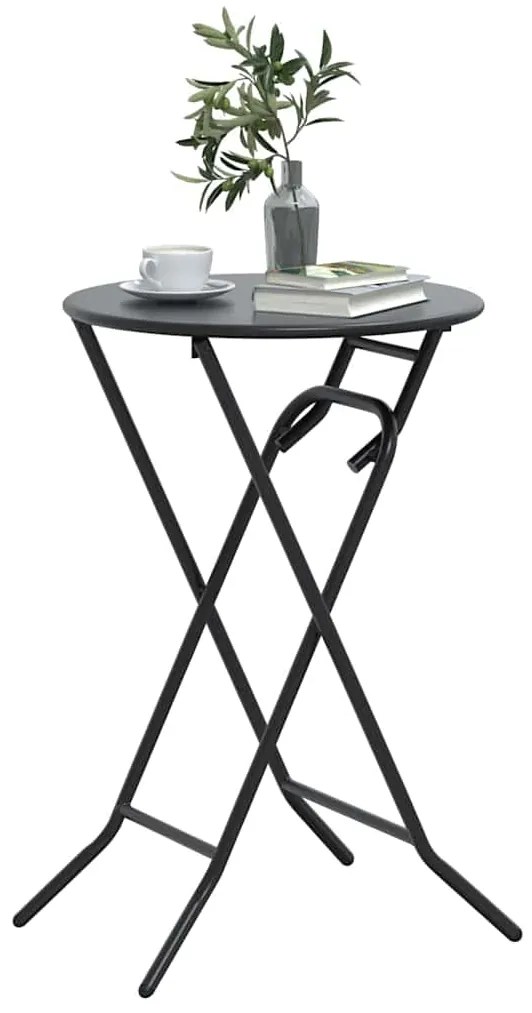 vidaXL Τραπέζι Κήπου Ανθρακί  Αναδιπλούμενο Ø50 x 72 cm ΣSteel