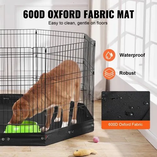 VEVOR Dog Playpen 8 Panels Foldable Metal Dog Exercise Pen with Bottom Pad 30&quot;H