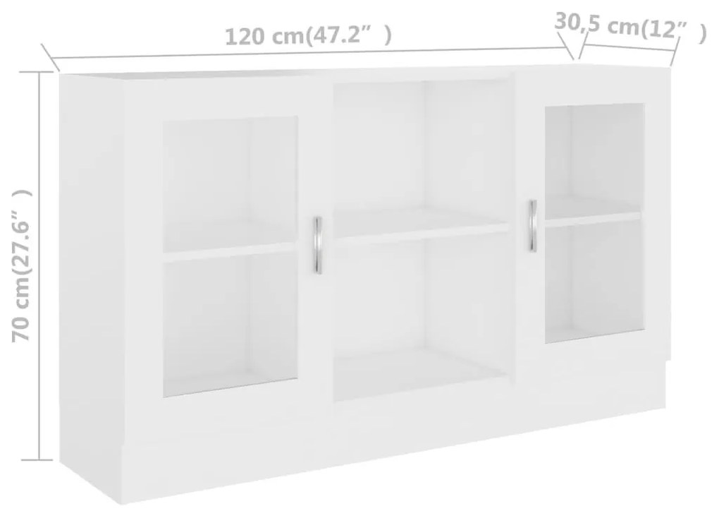 Βιτρίνα Λευκή 120 x 30,5 x 70 εκ. από Επεξ. Ξύλο - Λευκό