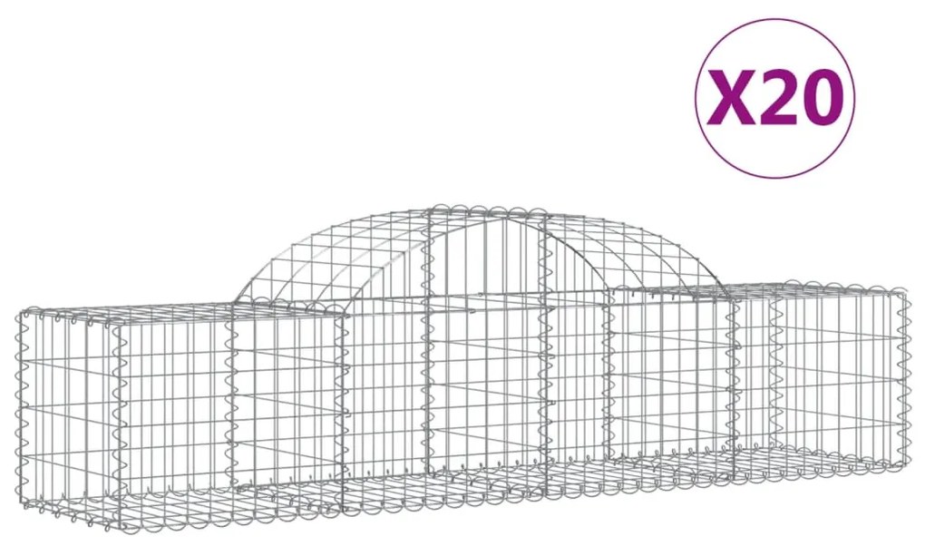 vidaXL Συρματοκιβώτια Τοξωτά 20 τεμ. 200x50x40/60 εκ. Γαλβαν. Ατσάλι