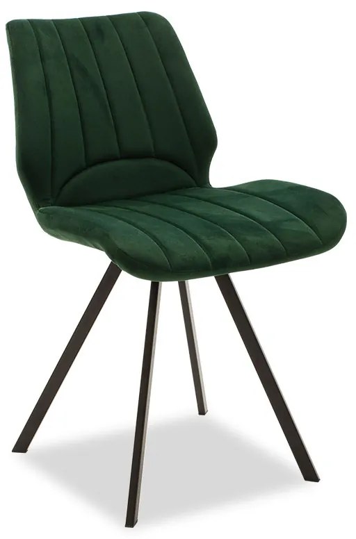 058-000011 Καρέκλα Sabia pakoworld βελούδο σκούρο πράσινο-μαύρο πόδι 45,5x58,0x80,0εκ METAL.VELVET DARK GREEN - BLACK, 1 Τεμάχιο