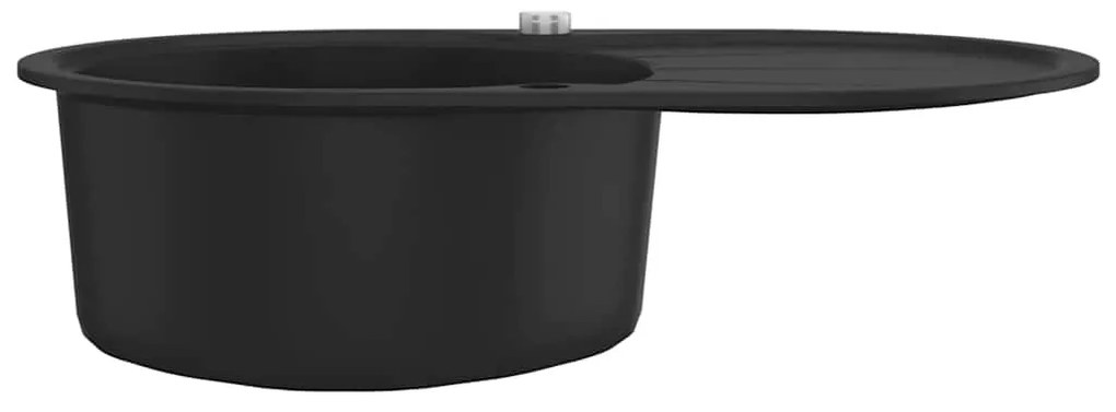 vidaXL νεροχύτης κουζίνας από γρανίτη μονής λεκάνης οβάλ μαύρο