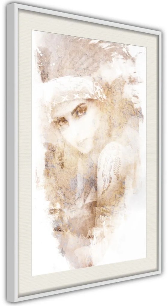 Αφίσα - Mysterious Look (Beige) - 20x30 - Χρυσό - Χωρίς πασπαρτού