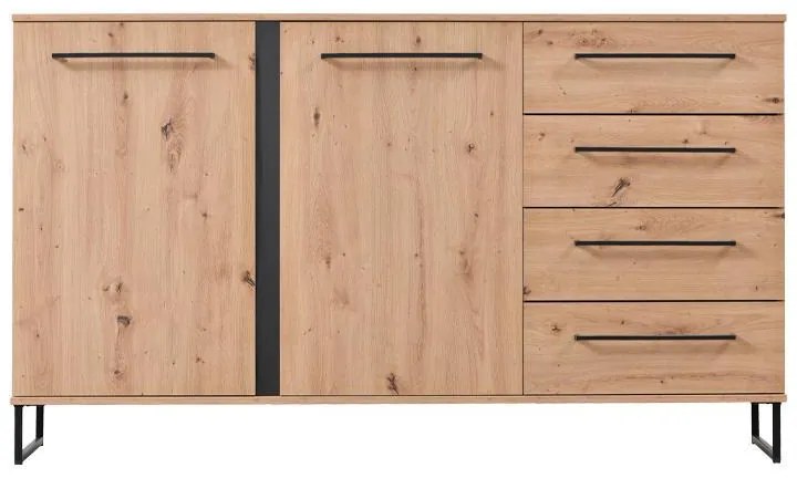 Κομότα - Μπουφές Sardinia 3K4F Artisan Oak - Μαύρο 159x42x92.5 εκ. 159x42x92.5 εκ.