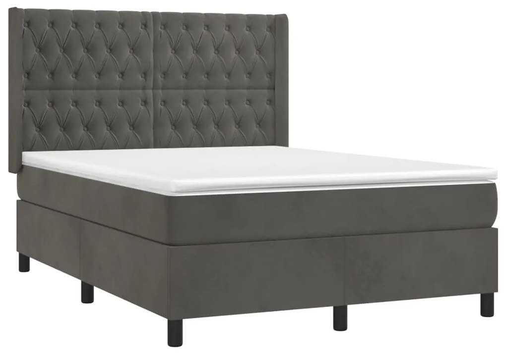 ΚΡΕΒΑΤΙ BOXSPRING ΜΕ ΣΤΡΩΜΑ ΣΚΟΥΡΟ ΓΚΡΙ 140X190 ΕΚ. ΒΕΛΟΥΔΙΝΟ 3132856