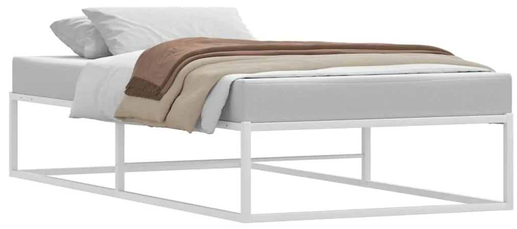 vidaXL Πλαίσιο κρεβατιού χωρίς στρώμα Λευκό 90x200 cm Μεταλλικό