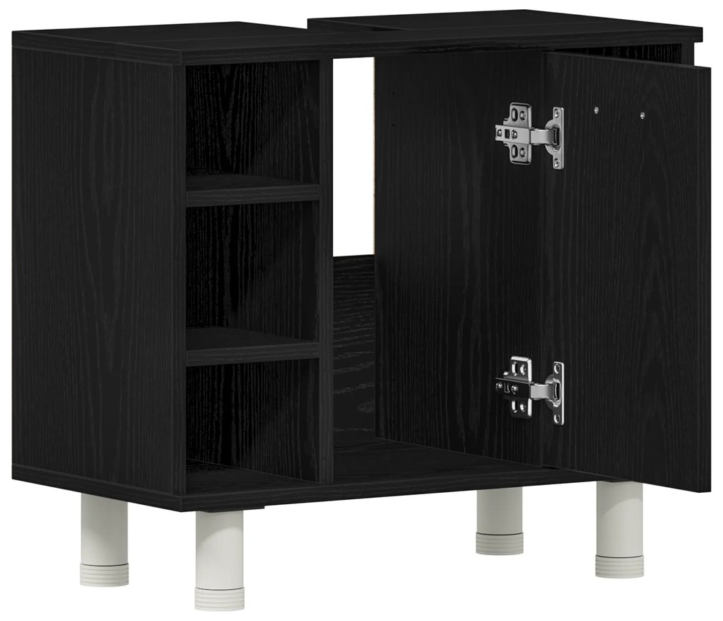 vidaXL Ντουλάπι Μπάνιου Μαύρο Δρυς 60x32x54 εκ. Επεξεργασμένο Ξύλο