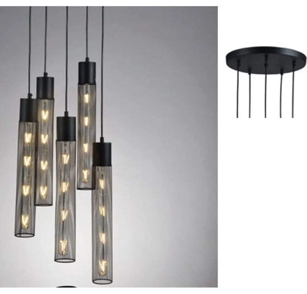 Φωτιστικό Οροφής OD605P35BK 5ΧΕ27 D35XH120 Black Aca Decor Metal