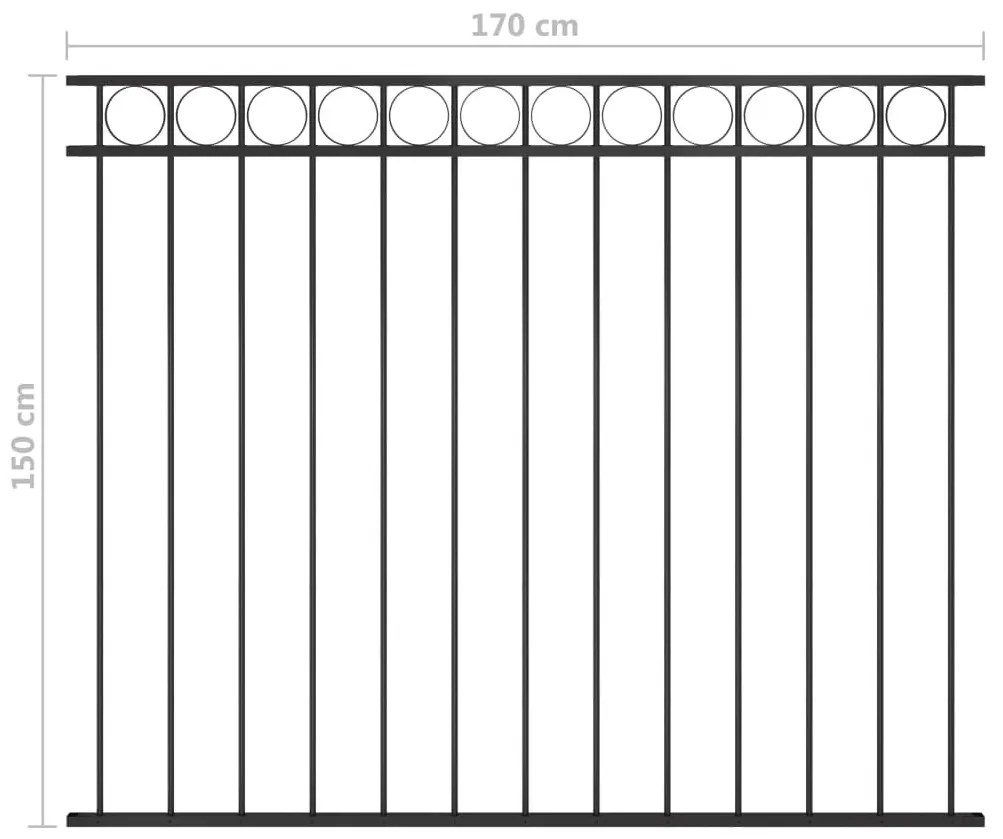 Πάνελ Περίφραξης Μαύρο 1,7 x 1,5 μ. από Ατσάλι - Μαύρο