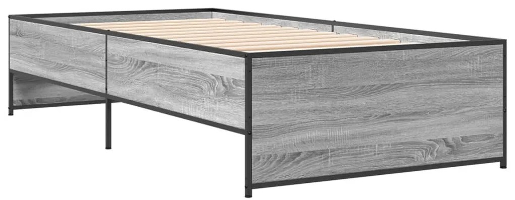 vidaXL Πλαίσιο Κρεβατιού Γκρι Sonoma 75x190 εκ. Επεξ. Ξύλο &amp; Μέταλλο