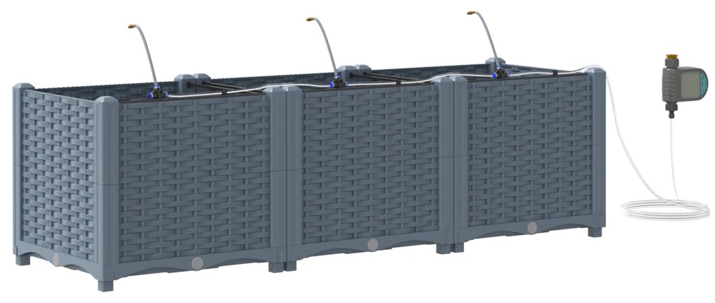vidaXL Γλάστρες Κήπου 1 τεμ Ανοιχτό γκρι 120 x 40 x 37.5 cm Πλαστικό
