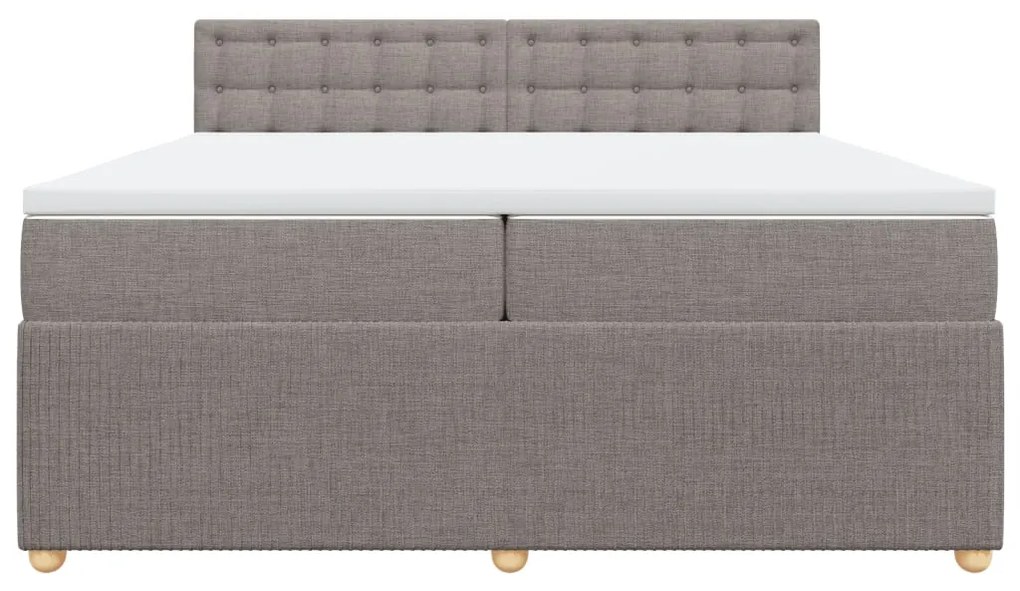 Κρεβάτι Boxspring με Στρώμα Taupe 200x200 εκ. Υφασμάτινο - Μπεζ-Γκρι