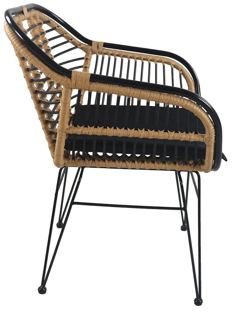 Καρέκλα Κήπου ATINIUS Φυσικό/Μαύρο Μέταλλο/Rattan 58x62x82cm