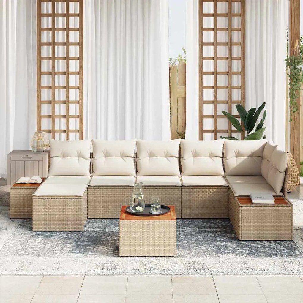 vidaXL Σετ Καναπέ Κήπου 8 pcs μπεζ και κρεμ 319 x 154 x 85 εκ.