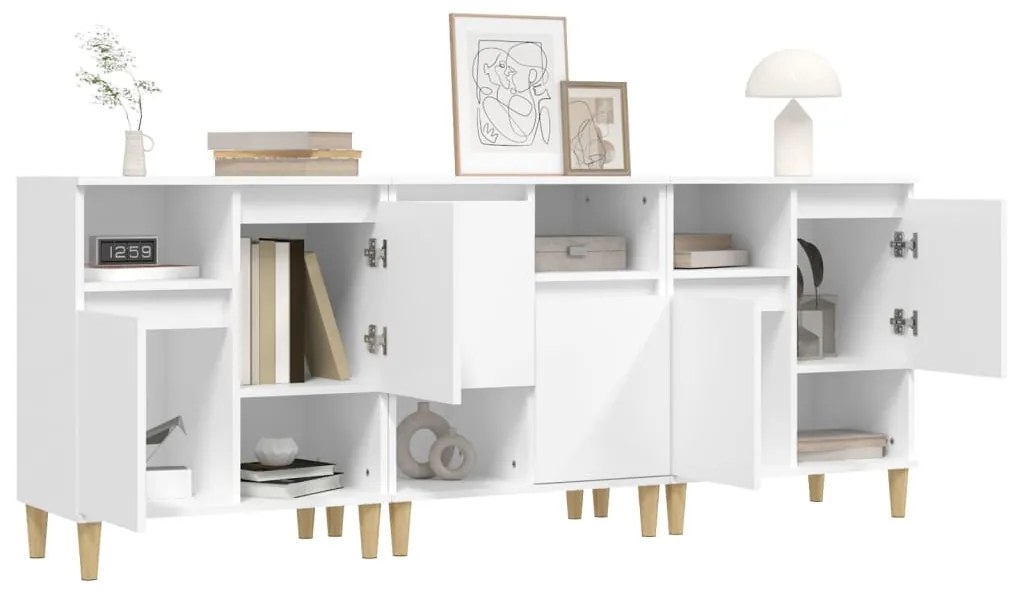 vidaXL Ντουλάπια 3 τεμ. Λευκό 60x35x70 εκ. Επεξεργασμένο Ξύλο