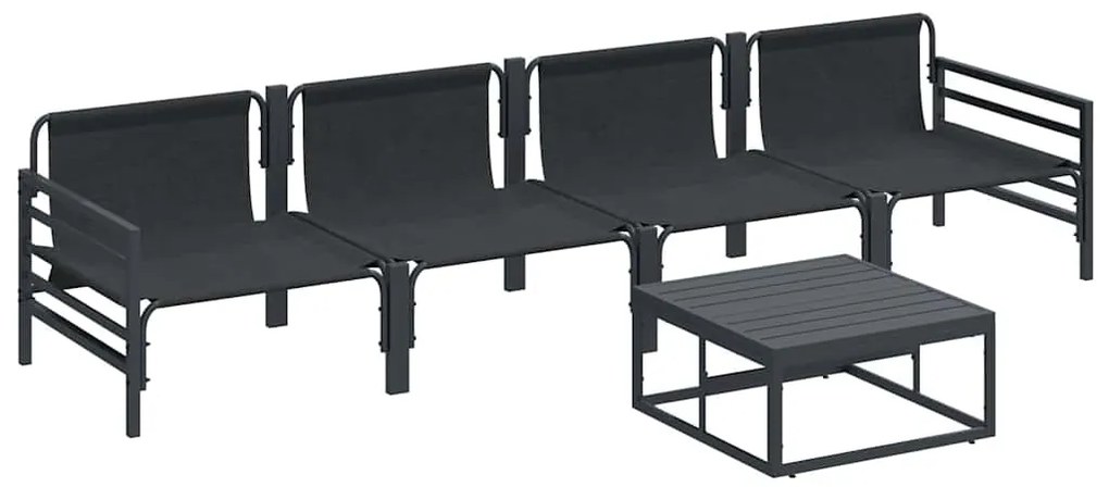vidaXL Σετ Καναπέ Κήπου με μαξιλάρι 5 pcs Μαύρο Ατσάλι