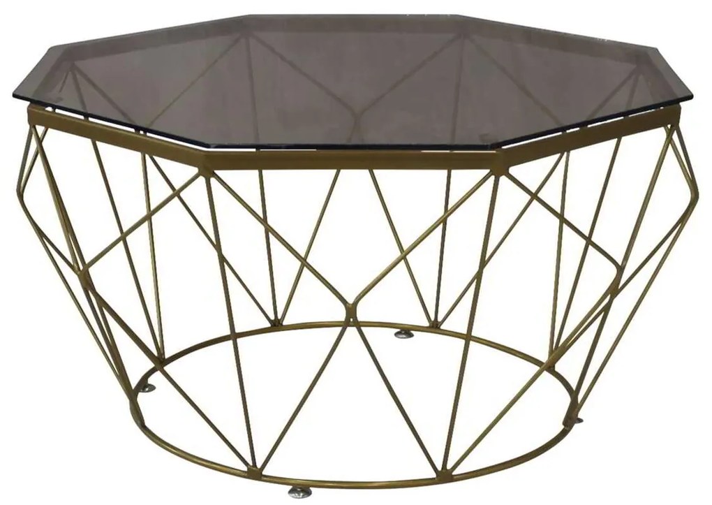 Τραπέζι Σαλονιού GRID Οκτάγωνο (Φ.87cm) Μεταλ.Χρυσό/Γυαλί