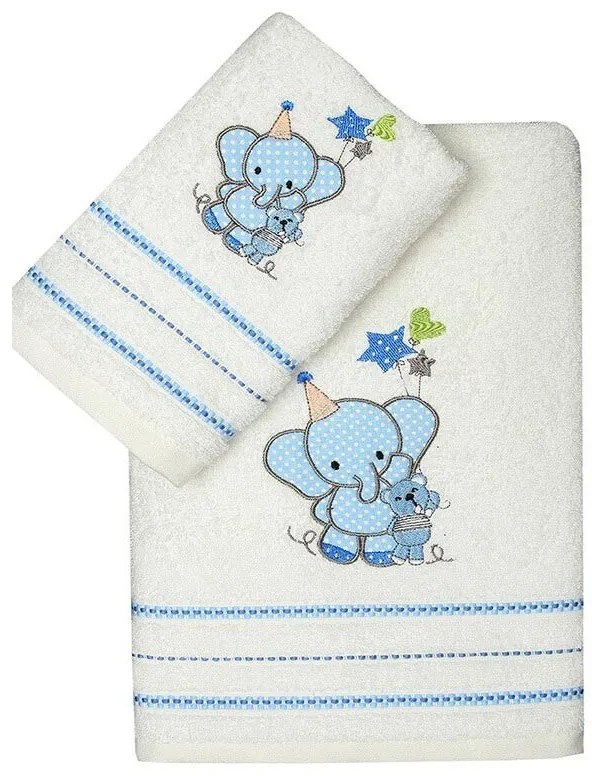 Σετ πετσέτες κεντητές Elephant 03 Blue