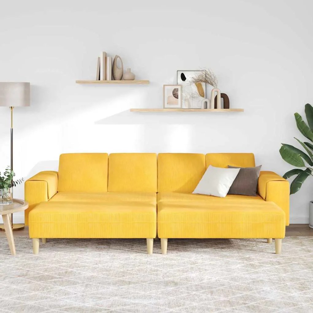 vidaXL Υφασμάτινος καναπές Απαλό Κίτρινο Βελούδο