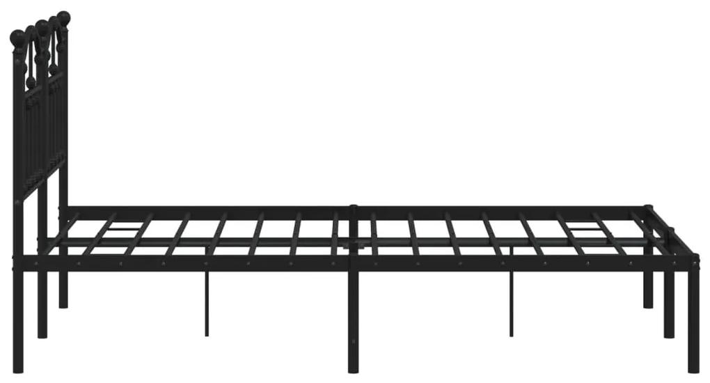 vidaXL Πλαίσιο Κρεβατιού με Κεφαλάρι Μαύρο 120 x 190 εκ. Μεταλλικό