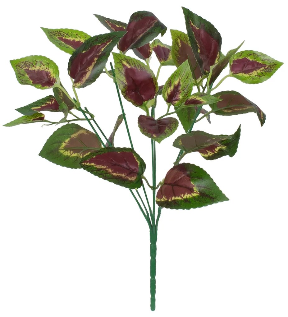 GloboStar® AMARANTHUS TRICOLOR 78296 Τεχνητό Φυτό Αμάραντος Τρίχρωμος - Μπουκέτο Διακοσμητικών Φυτών - Κλαδιών με Φύλλωμα Πράσινο - Κόκκινο - Κίτρινο Υ34cm