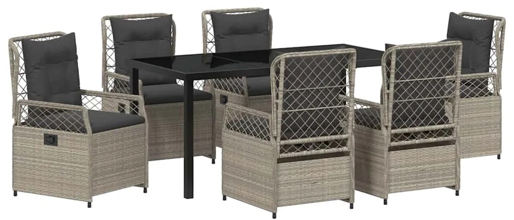 vidaXL Σέτ φαγητού για κήπο 7 pcs Ανοιχτό γκρι συνθετικό ρατάν