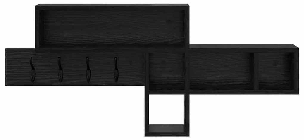 vidaXL Τοίχου Κρεμάστρα με ράφι Μαύρη δρυς 100 x 12 x 43.5 εκ