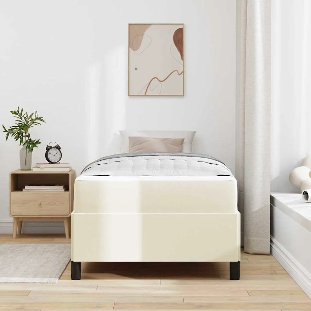 vidaXL Σκελετός κρεβατιού με στρώμα Κρεμ 100 x 200 cm Τεχνητό δέρμα