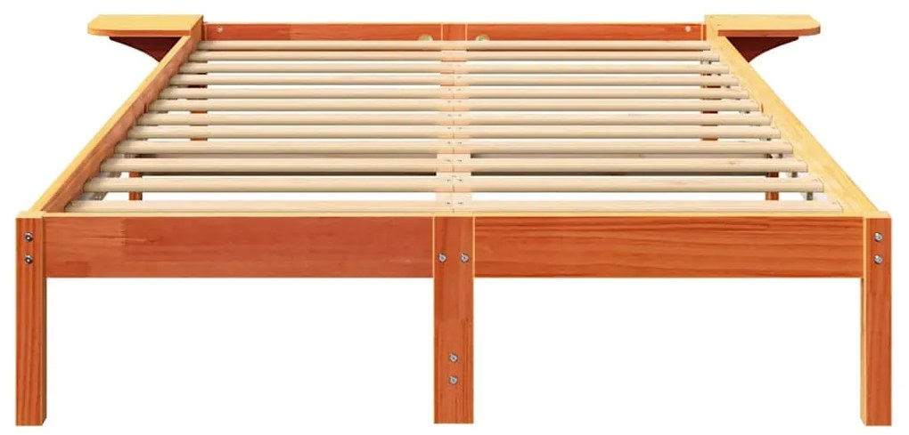 vidaXL Πλαίσιο κρεβατιού με κομοδίνα Καφέ 140 x 190 cm Καφέ κεριού