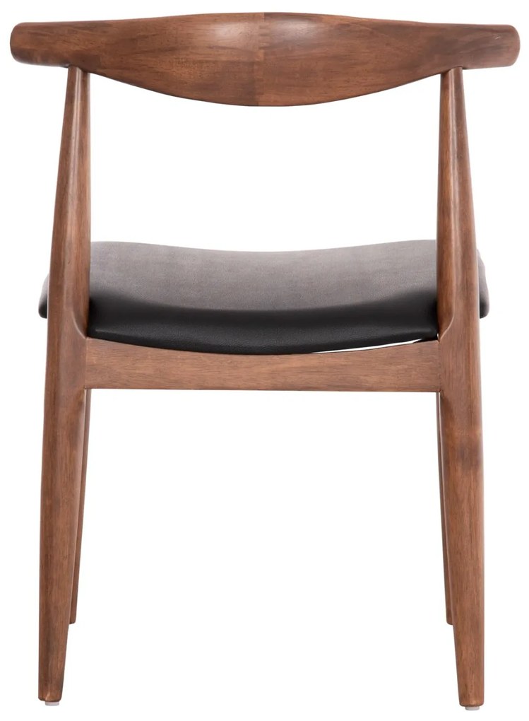 Καρέκλα τραπεζαρίας ALOR Rubberwood Καρυδί με PU Μαύρο 55x51x75Υεκ. 2αδα 55x51x75 εκ.