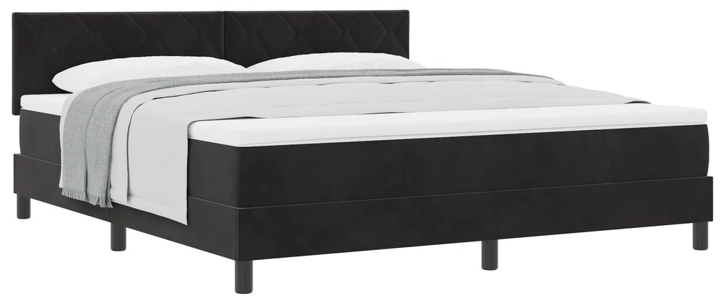 vidaXL Κρεβάτι Box Spring με Στρώμα Μαύρο Σούπερ Βασιλικό Βελούδο