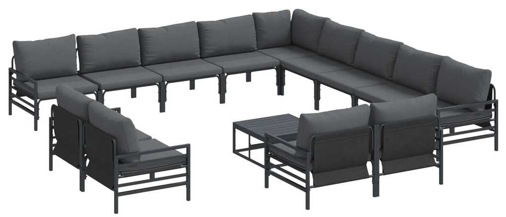 vidaXL Σετ Καναπέ Κήπου 14 pcs Ανθρακί Ατσάλι