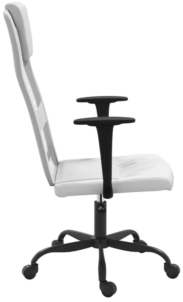 vidaXL Καρέκλα Γραφείου Ρυθμ. Ύψος Λευκή Διχτυωτό Ύφασμα/Συνθ. Δέρμα
