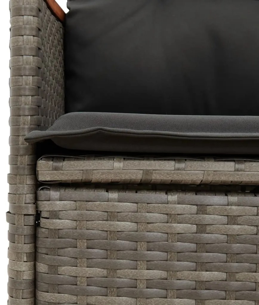 vidaXL Σετ Επίπλων Bistro 3 τεμ Γκρι Συνθετικό Ρατάν με Μαξιλάρια