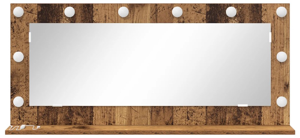 vidaXL Καθρέφτης Vanity με LED Φώτα Παλιό Ξύλο 100x45x18 εκ.
